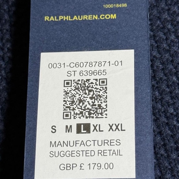 NWT Polo Ralph Lauren Men's Cotton Knit Crewneck Sweater In Blue Large - Picture 5 of 14